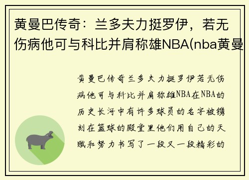 黄曼巴传奇：兰多夫力挺罗伊，若无伤病他可与科比并肩称雄NBA(nba黄曼巴是谁)